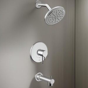 Studio Design Chrome Shower and Tub Faucet Set with Round Showerhead